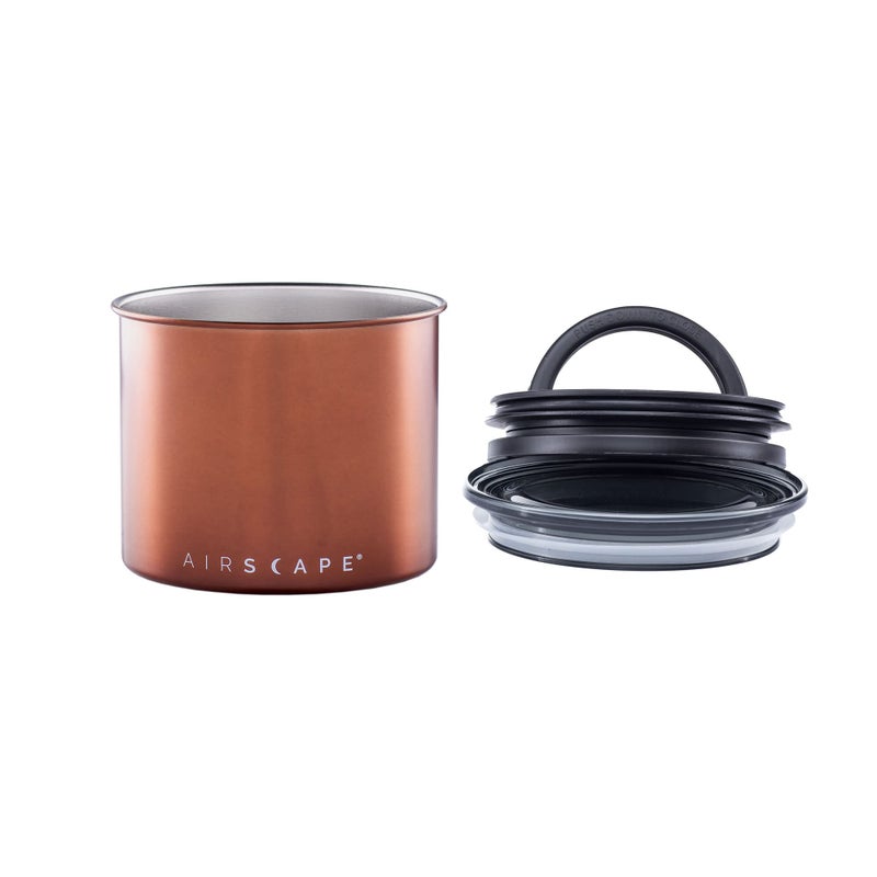 Planetary Design Airscape Stainless Steel Coffee Canister | Food Storage Container | US Patented Airtight Lid | Push Out Excess Air Preserve Food Freshness (Small, Brushed Copper) - Image 3
