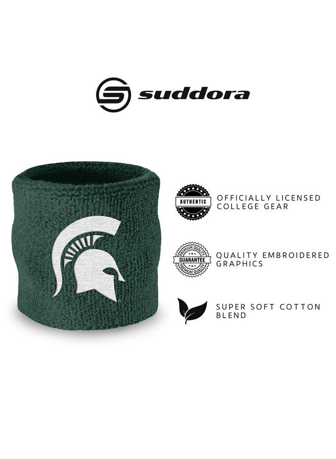 Suddora Michigan State University Wrist Sweatbands Athletic Cotton Terry Cloth Wrist Bands For School Basketball Tennis Football Baseball (Pair)  - Image 3
