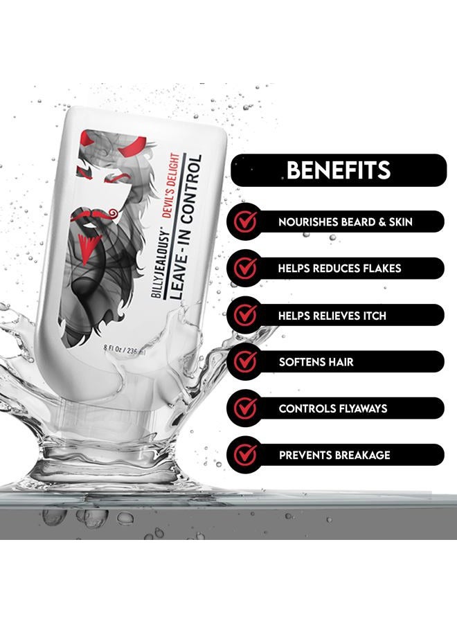 Billy Jealousy Devils Delight Beard Control Leave in Beard Conditioner for Men with Aloe Leaf Juice, Hops Extract & Witch Hazel, Softens Hair and Skin, Light Hold with Matte Finish, 8 Fl Oz  - Image 3