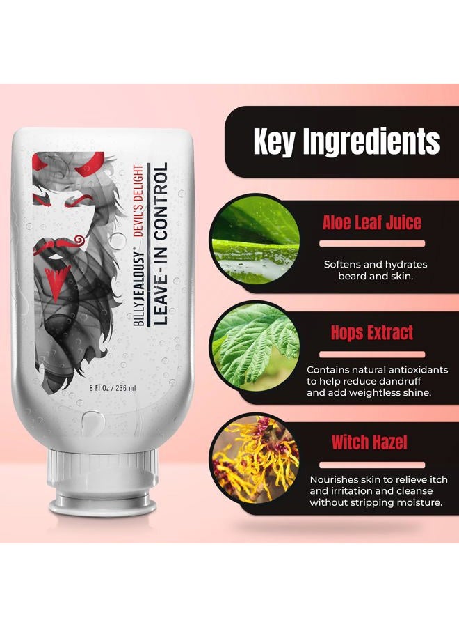 Billy Jealousy Devils Delight Beard Control Leave in Beard Conditioner for Men with Aloe Leaf Juice, Hops Extract & Witch Hazel, Softens Hair and Skin, Light Hold with Matte Finish, 8 Fl Oz  - Image 2