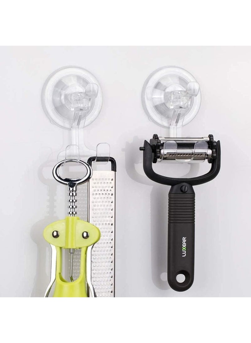 SOLARAE Shower Suction Cup Hooks, 4 Pack Razor Holder for Inside Shower Removable Reusable Wall Hangers for Bathroom Waterproof Powerful Vacuum Suction Cup Hooks for Towel, Key Bag, Bathrobe, Kitchen - Image 5