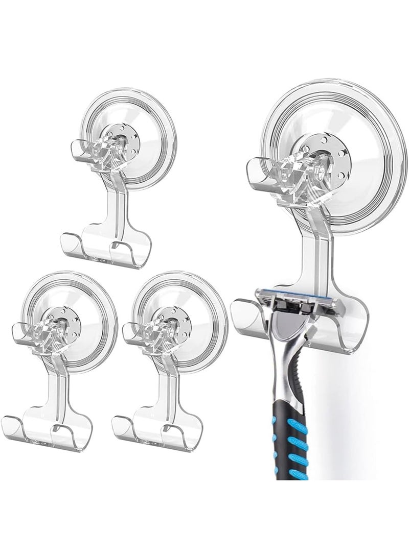 SOLARAE Shower Suction Cup Hooks, 4 Pack Razor Holder for Inside Shower Removable Reusable Wall Hangers for Bathroom Waterproof Powerful Vacuum Suction Cup Hooks for Towel, Key Bag, Bathrobe, Kitchen - Image 1