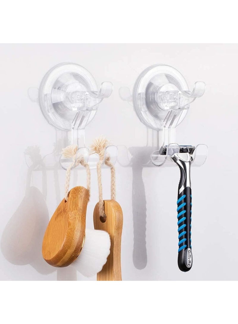 SOLARAE Shower Suction Cup Hooks, 4 Pack Razor Holder for Inside Shower Removable Reusable Wall Hangers for Bathroom Waterproof Powerful Vacuum Suction Cup Hooks for Towel, Key Bag, Bathrobe, Kitchen - Image 4
