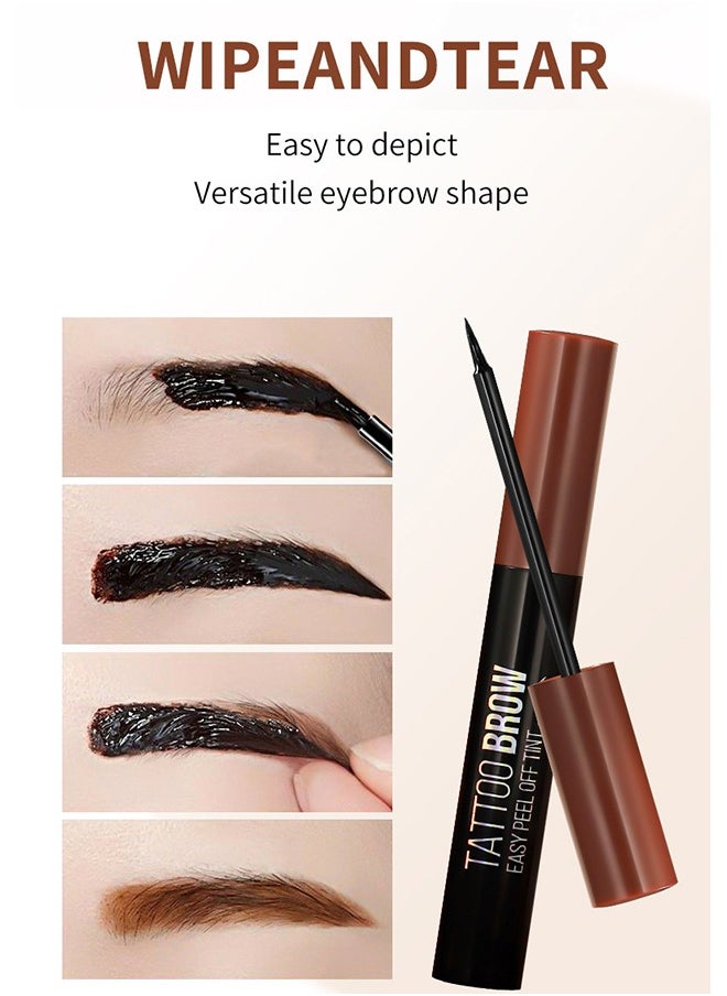 ICVC - Tattoo Brow, Tattoo Peel Off Eyebrow Gel Tint, Semi Permanent Tattoo Brow Peel Off Tint Gel, Easy Peel Off Tin, Last Up to 3 Days, Waterproof and Sweat Resistant, Dark Brown - Image 1