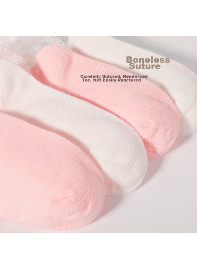Smart Friends Zhiyou Children's Socks, Cotton Socks For Girls, Spring Autumn Summer Breathable Mesh Latin Dance Girl Lace Trim Socks, Princess Short Socks - Image 5