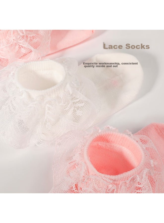 Smart Friends Zhiyou Children's Socks, Cotton Socks For Girls, Spring Autumn Summer Breathable Mesh Latin Dance Girl Lace Trim Socks, Princess Short Socks - Image 4