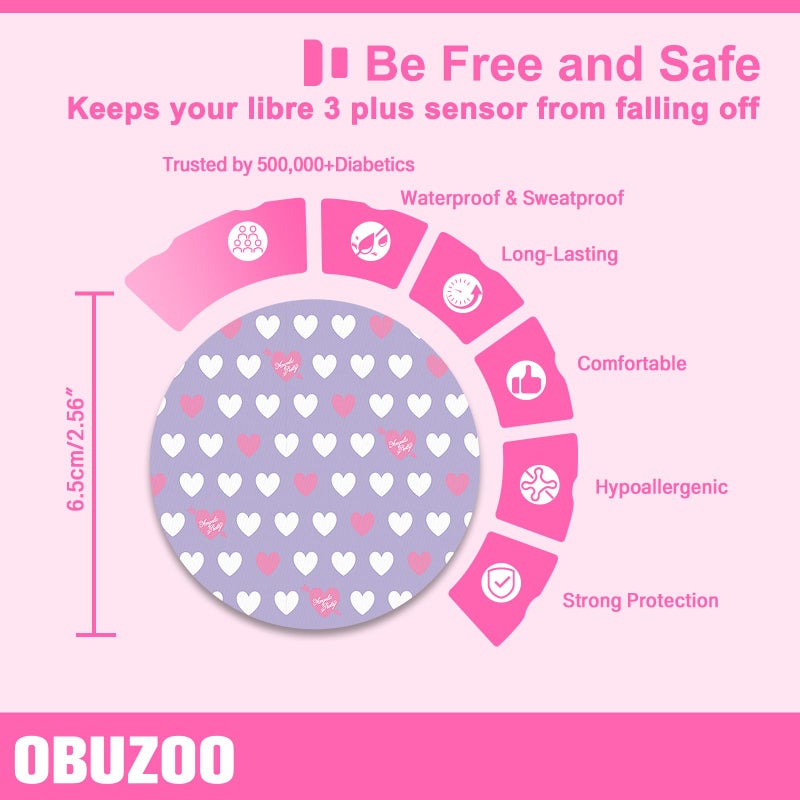 OBUZOO 10 Pack Libre 3 Plus Sensor Covers Waterproof & Sweatproof Patches for Libre 3 Sensor & Plus,Hypoallergenic & Latex Free,Breathable & Flexible Stickers for Long Stay Protection,Sweet Circular - Image 5