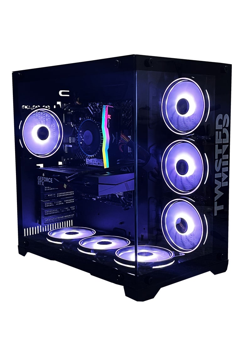 Gaming Pc with Intel Core i5-12400F Processor, H610M-E D4 Motherboard, DDR4 16GB RAM RGB, 1TB M.2 SSD, NVIDIA GeForce RTX 4060 Graphics Card, 7 Fan Case Black  RGB Remote Control with Windows 11 Pro