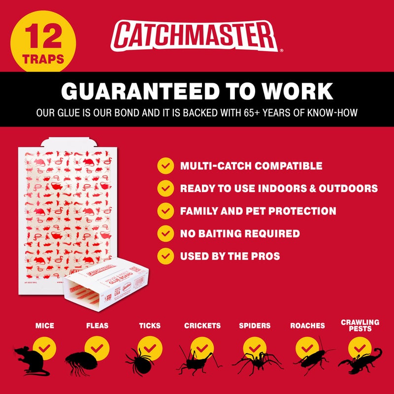 Catchmaster Multi-Catch Mouse Trap 12-Pack Refill, Humane Mouse Traps Indoor for Home, Includes Replaceable Glue Boards, Live Catch Pest Control for Garage & Shed - Image 3