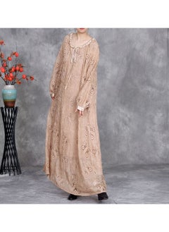 Madam Uniq Lace Embroidered Long Dress with Sleeveless Two-Piece Set - Round Neck  - Image 3