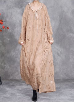 Madam Uniq Lace Embroidered Long Dress with Sleeveless Two-Piece Set - Round Neck  - Image 1