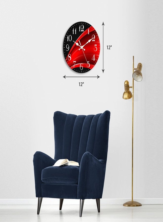 ArtSocket ساعة حائط خشبية من ArtSocket، صامتة بدون صوت تكتكة، بتصميم عصري فاخر بنمط شبكي أحمر وأسود، وخطوط هندسية تجريدية، مناسبة لتزيين المنزل والمطبخ وغرفة المعيشة والمكتب (12 بوصة). - Image 4