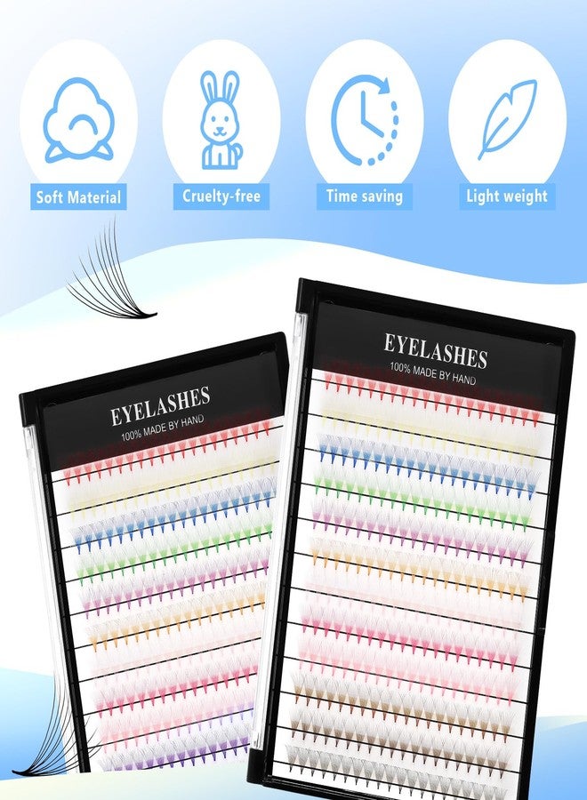 Hannahool 12Rows 240Pcs 10D Colorful Individual Premade Fans False Mixed 12 Colors Volume Eye Lash Extensions Makeup Cluster 8/10/12/13/14/15/16mm Available(Colourful-14MM), 3.5274 Ounce - Image 5