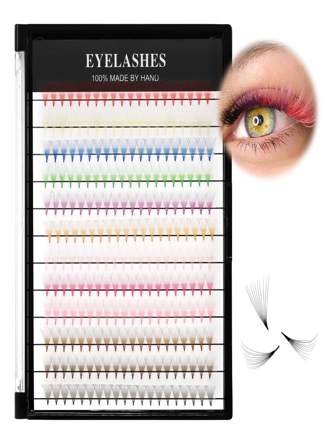 Hannahool 12Rows 240Pcs 10D Colorful Individual Premade Fans False Mixed 12 Colors Volume Eye Lash Extensions Makeup Cluster 8/10/12/13/14/15/16mm Available(Colourful-14MM), 3.5274 Ounce - Image 1