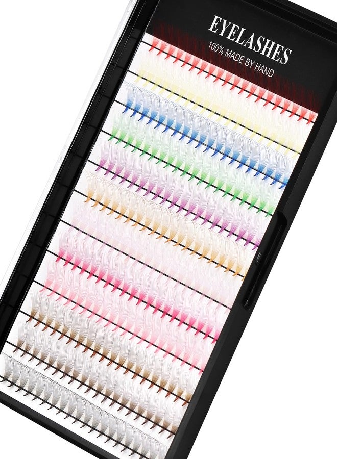 Hannahool 12Rows 240Pcs 10D Colorful Individual Premade Fans False Mixed 12 Colors Volume Eye Lash Extensions Makeup Cluster 8/10/12/13/14/15/16mm Available(Colourful-14MM), 3.5274 Ounce - Image 2