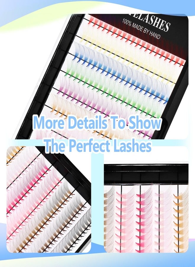 Hannahool 12Rows 240Pcs 10D Colorful Individual Premade Fans False Mixed 12 Colors Volume Eye Lash Extensions Makeup Cluster 8/10/12/13/14/15/16mm Available(Colourful-14MM), 3.5274 Ounce - Image 4