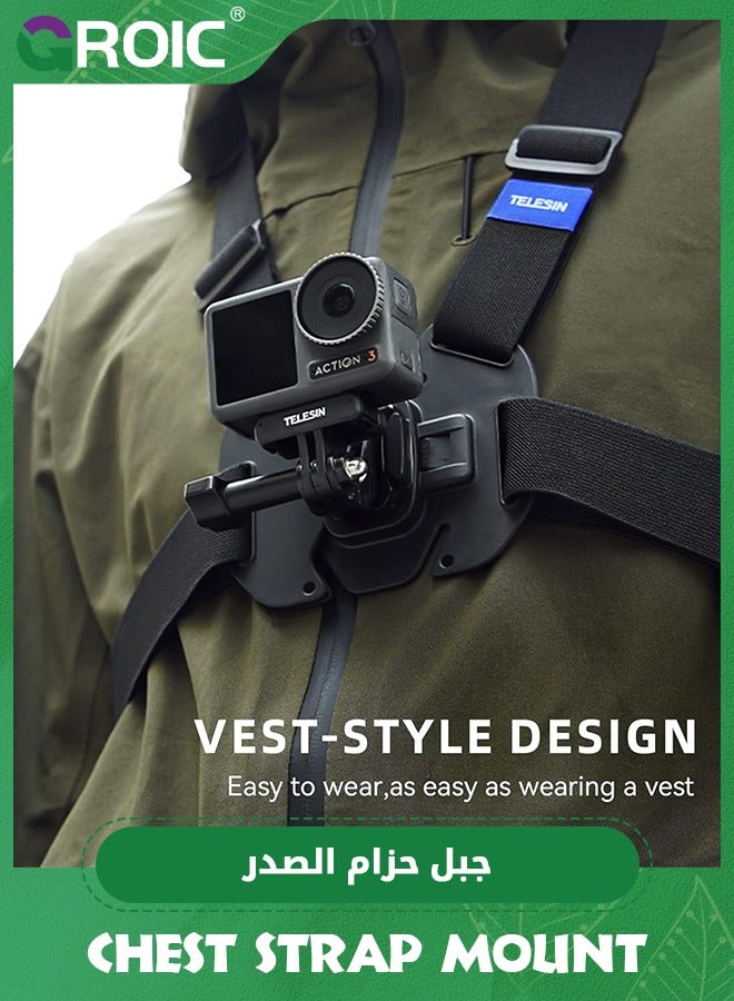 GROIC Quick Release Chest Strap Mount, Mobile Phone Adjustable Chest Mount Harness for GoPro Camera, Action Camera, iPhone 15 14 13 12 11 Pro,Vlog/POV Black  - Image 2