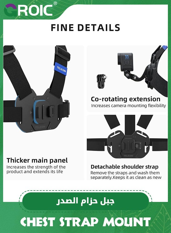 GROIC Quick Release Chest Strap Mount, Mobile Phone Adjustable Chest Mount Harness for GoPro Camera, Action Camera, iPhone 15 14 13 12 11 Pro,Vlog/POV Black  - Image 3