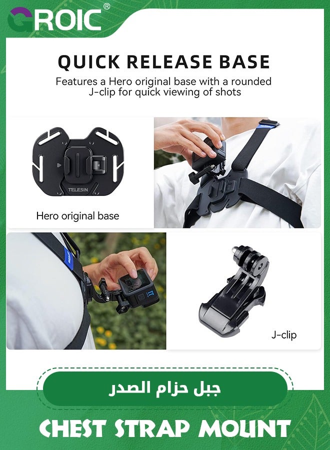 GROIC Quick Release Chest Strap Mount, Mobile Phone Adjustable Chest Mount Harness for GoPro Camera, Action Camera, iPhone 15 14 13 12 11 Pro,Vlog/POV Black  - Image 4