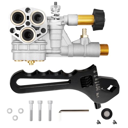 Gledewen 7108366 Pressure Washer Pump Manifold Replacement Kit for 510020 and 520006 Axial Cam Pressure Washer Pumps with Installation Wrench Kit - Image 1