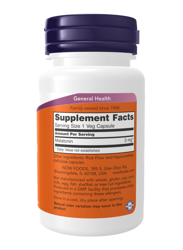 now Melatonin 3mg 60 Veg Capsules - Image 2