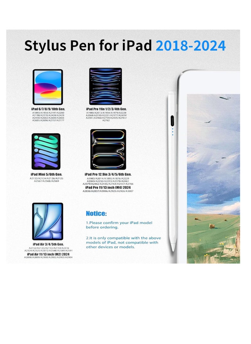 iPad Pen P1 for iPad 10th/9th Generation, iPad Stylus Pen with Upgraded 500mAh Battery | Palm Rejection | Magnetic Adsorption | Tilt Technology | Precision Stylus Pen for iPad 2018-2024  - Image 2