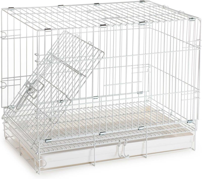 Mcage Large Portable Durable Metal Travel or Veterinary Easy Collapsable Parrot Bird Carrier Bite-Proof Carrier Cage Easy Clean Pull Out Tray Stainless Steel Feeder Bowls Natural Wooden Perch - Image 4