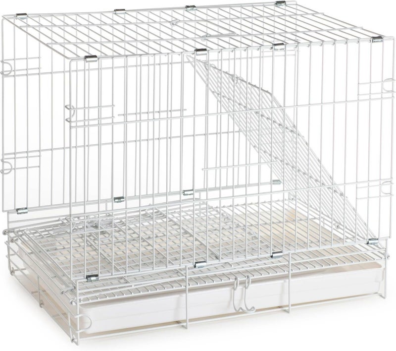 Mcage Large Portable Durable Metal Travel or Veterinary Easy Collapsable Parrot Bird Carrier Bite-Proof Carrier Cage Easy Clean Pull Out Tray Stainless Steel Feeder Bowls Natural Wooden Perch - Image 5