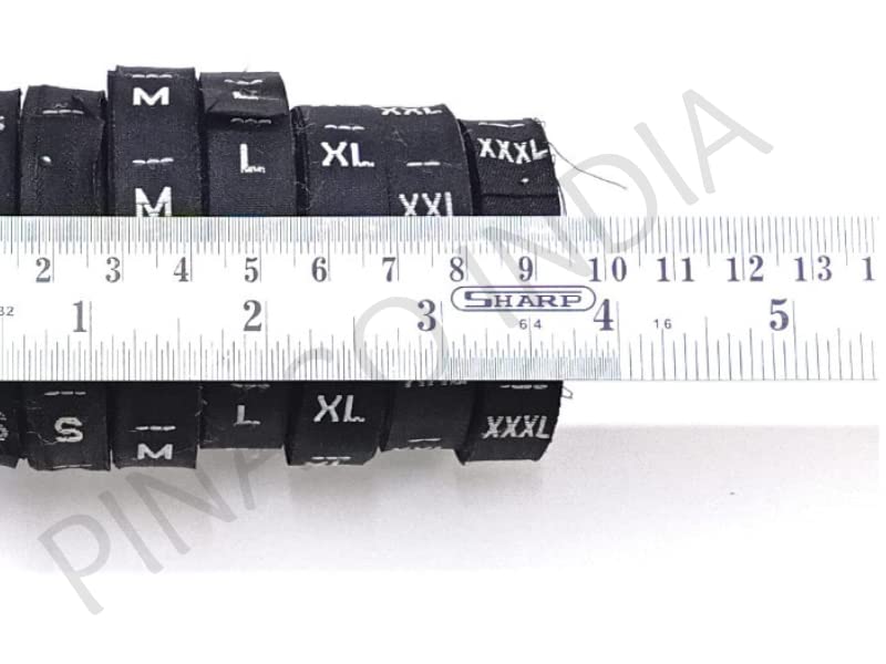 PINACO INDIA (PI) Size Label (XS, S, M, L, XL, XXL, XXXL) [ Pack of 350 Labels]Number Roll Tags for Clothing, Dresses, and Other Project(Black) - Image 3