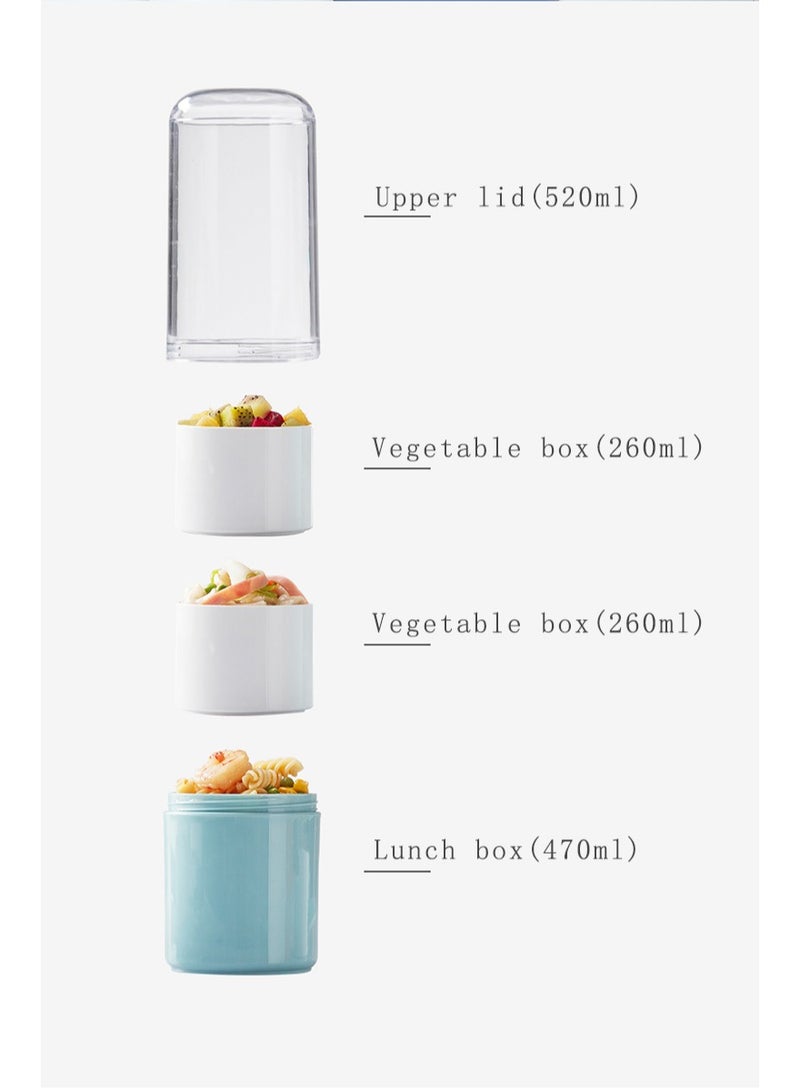 990ml round 3-layer mint green lunch box with padding, suitable for use in offices or schools  - Image 3