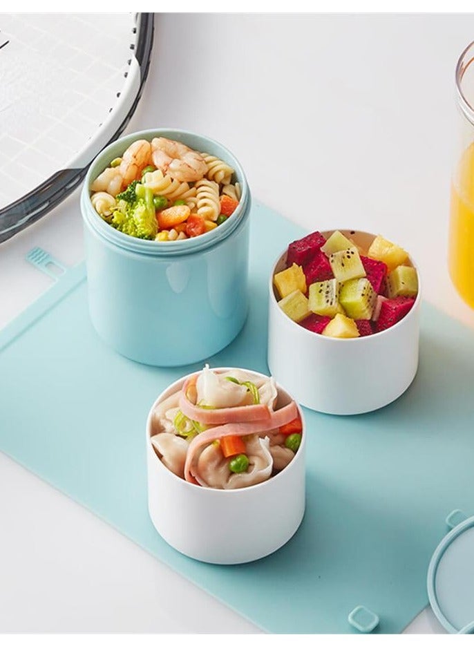 990ml round 3-layer mint green lunch box with padding, suitable for use in offices or schools  - Image 1