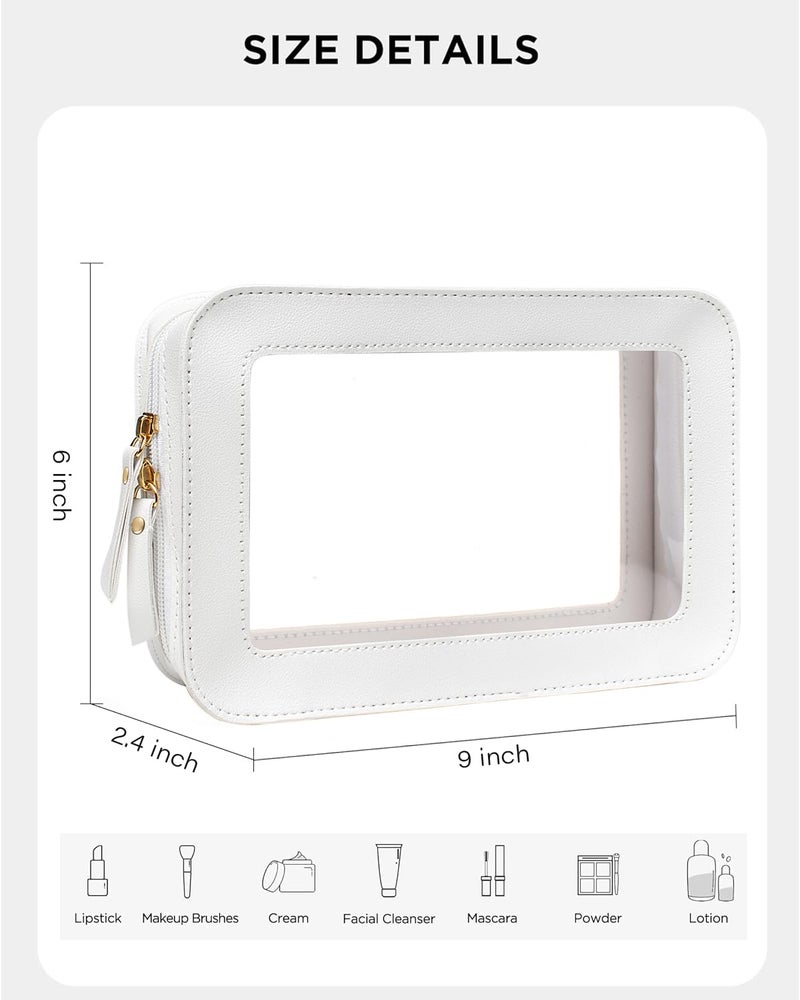 LETGO Clear Makeup Bags, TSA Approved Toiletry Bag with Zipper, Portable Make Up Organizer Traveling Compact Car Bag for Essentials(Clear-White) - Image 2