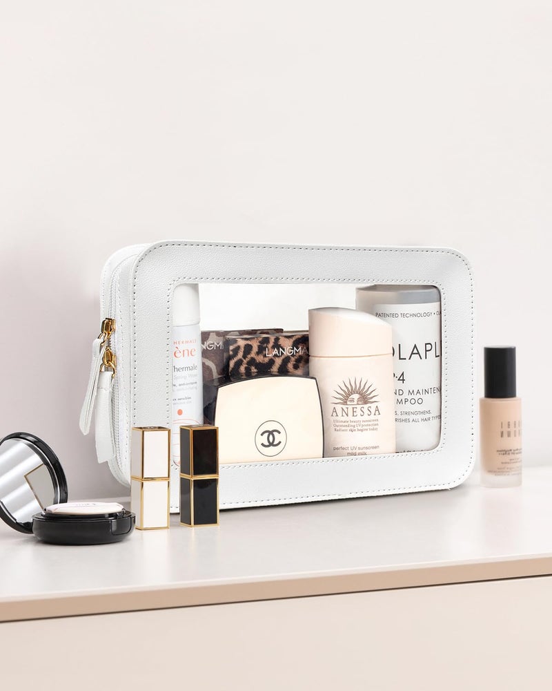LETGO Clear Makeup Bags, TSA Approved Toiletry Bag with Zipper, Portable Make Up Organizer Traveling Compact Car Bag for Essentials(Clear-White) - Image 5