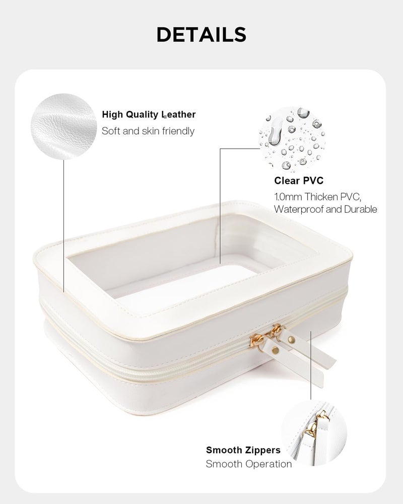 LETGO Clear Makeup Bags, TSA Approved Toiletry Bag with Zipper, Portable Make Up Organizer Traveling Compact Car Bag for Essentials(Clear-White) - Image 4