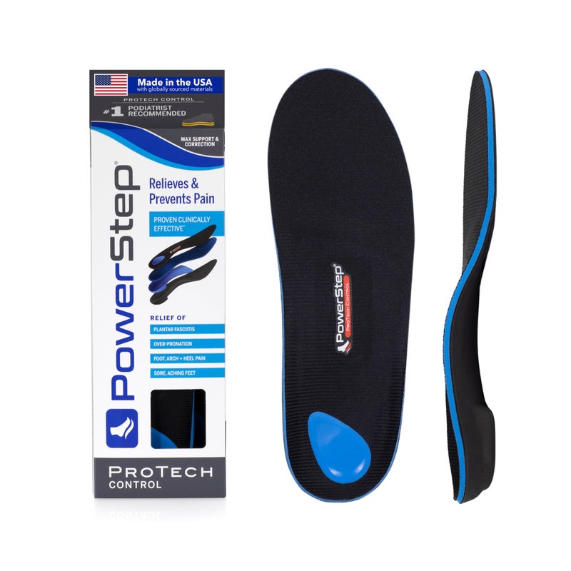 PowerStep ProTech Control Orthotic Insoles Medical Grade Arch Support Inserts for Plantar Fasciitis Relief Made in USA Maximum Cushioning ShockAbsorb Orthotic M 555 W 775