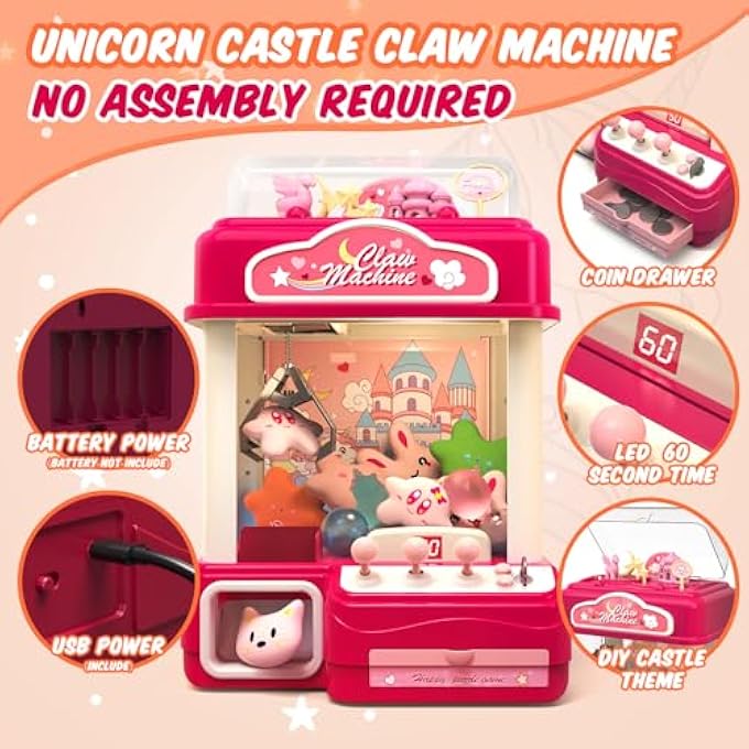 15 CLAWS MACHINES FOR KIDS ADULTS WITH SOUND LIGHT, VENDING MACHINE CANDY GRABBER PRIZE DISPENSER TOYS, UNICORNS CLAWS MACHINES ELECTRIC CONTROL,BIRTHDAY GIRL TOYS GIFT - Image 5