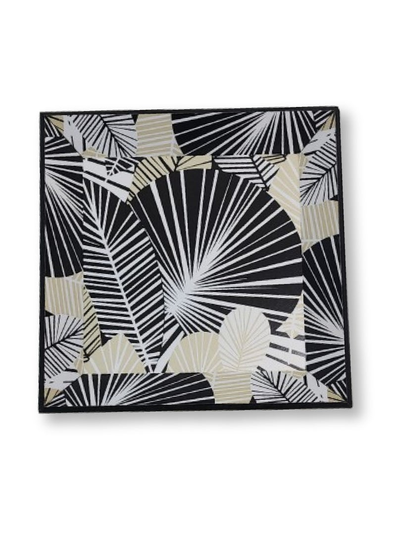 Elegant Wooden Serving Plate with a Geometric Palm Leaf Pattern (30×30x5 cm) – Perfect for Serving Food with Style and Natural Elegance - Image 1