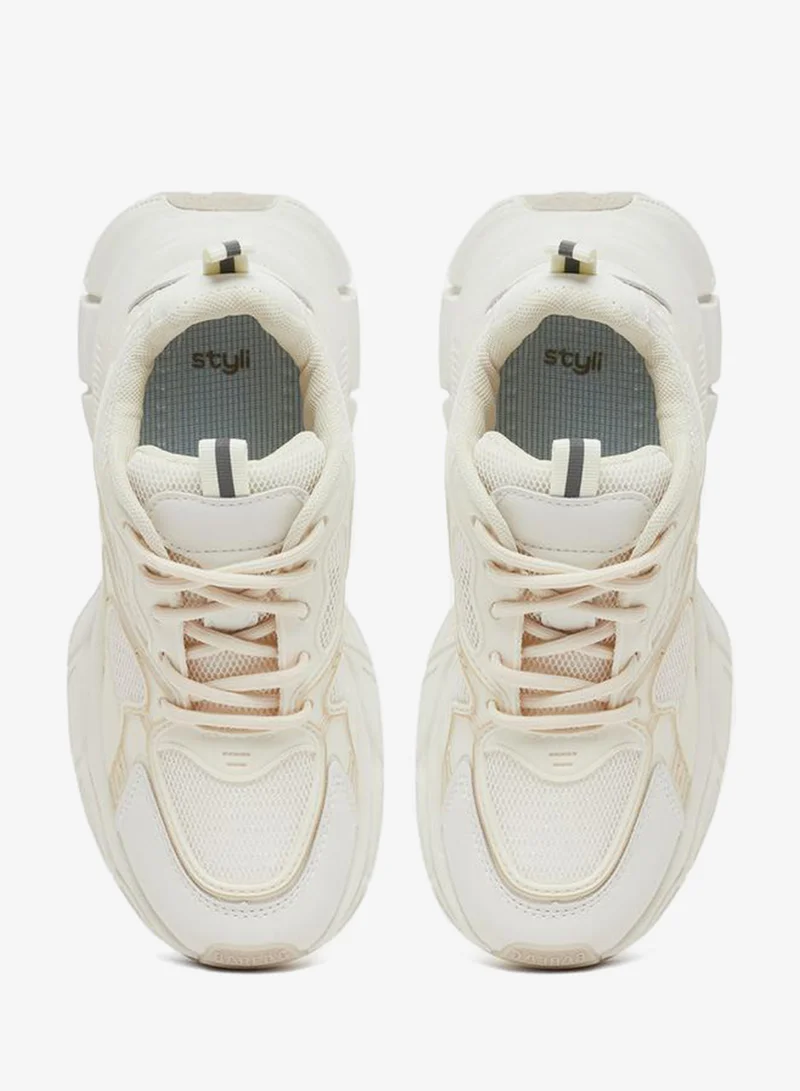 Styli Active  Double Pull Tab Lace Up Sneakers for Women | Best Price UAE