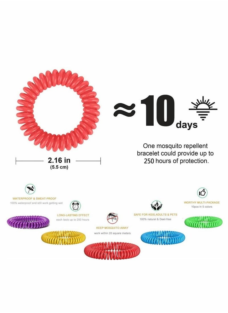 KASTWAVE - 10 قطع سوار طارد البعوض، طبيعي بالكامل خالي من DEET، أشرطة مضادة للحشرات، تبعد الذباب، مقاومة للماء، أساور طاردة للبعوض آمنة للبالغين والأطفال - Image 1