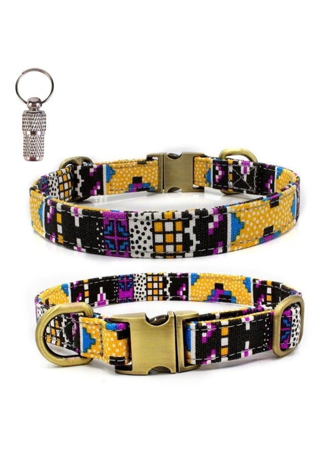 PETSARY | Soft & Comfy Bohemia Flower Print Dog Collars  with 1 pcs Pet ID TAG Quick Release Buckle Multi-colored - Image 1
