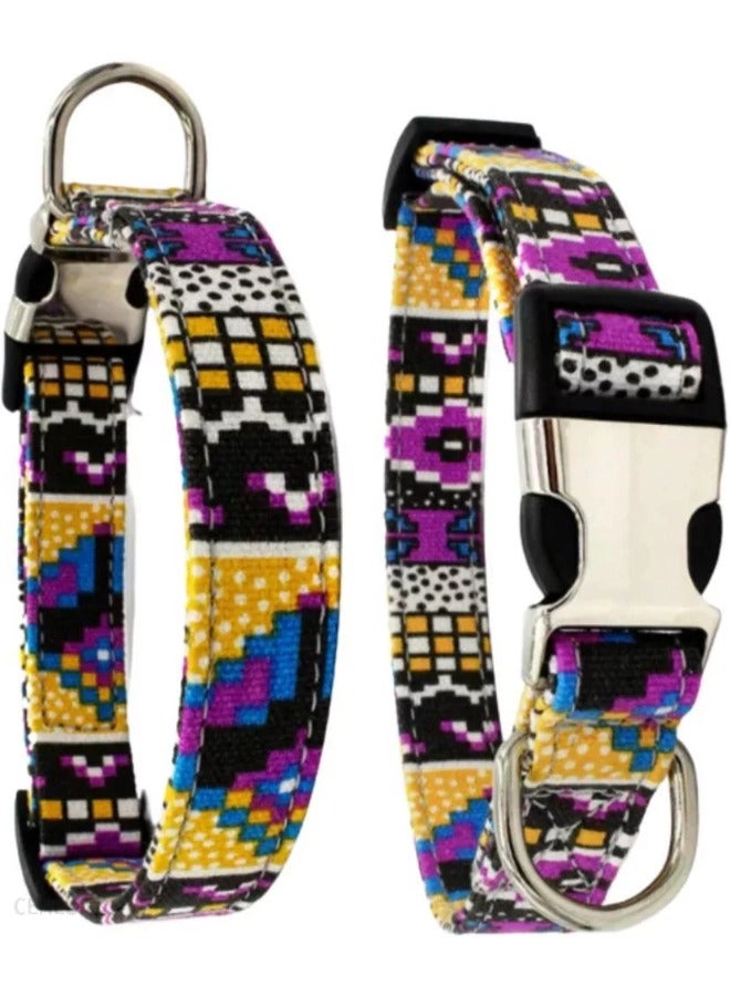 PETSARY | Soft & Comfy Bohemia Flower Print Dog Collars  with 1 pcs Pet ID TAG Quick Release Buckle Multi-colored - Image 5