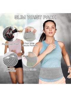 REXCHI Sports Waist Bag Running Belt Running Pack Bag for Women Men Phone Holder for Running Slim Running Belt Storage Belt Bag for Sports Travel Cycling Hiking Workout Fitness 4 Large Security Pockets M  - Image 4