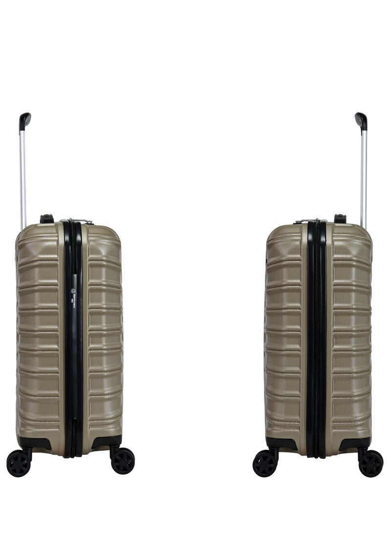 Hard Case Travel Bag Cabin Luggage Trolley TPO Lightweight Suitcase 4 Quiet Double Spinner Wheels with TSA Lock KK30 Gold Champagne