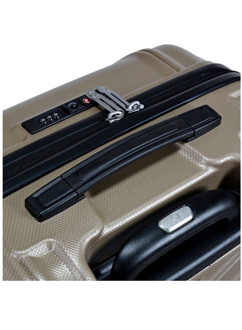 Hard Case Travel Bag Cabin Luggage Trolley TPO Lightweight Suitcase 4 Quiet Double Spinner Wheels with TSA Lock KK30 Gold Champagne