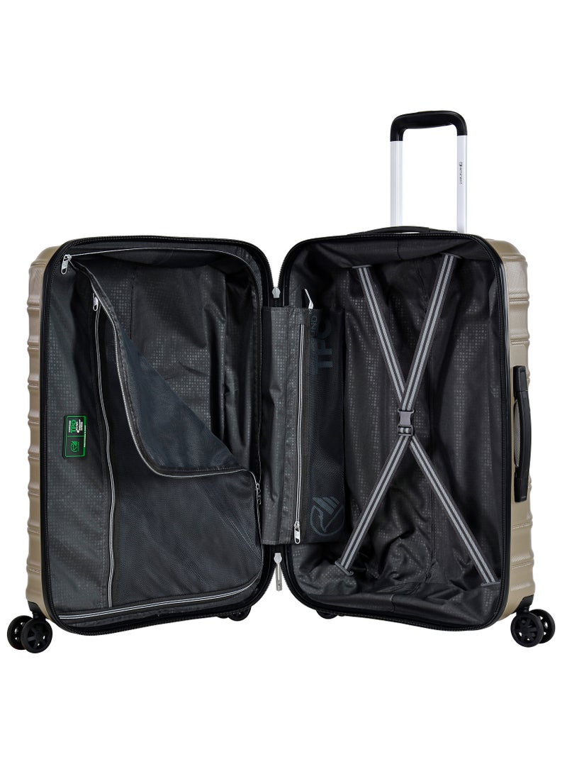Hard Case Travel Bag Cabin Luggage Trolley TPO Lightweight Suitcase 4 Quiet Double Spinner Wheels with TSA Lock KK30 Gold Champagne