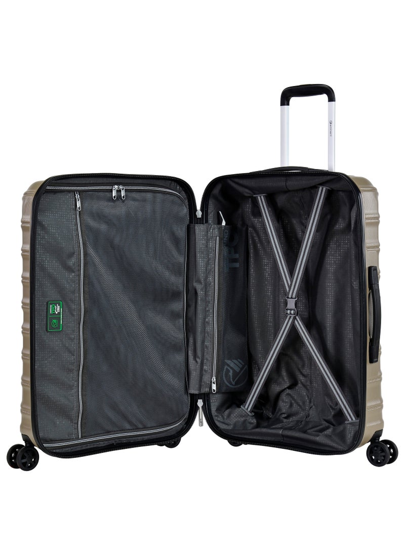 Hard Case Travel Bag Cabin Luggage Trolley TPO Lightweight Suitcase 4 Quiet Double Spinner Wheels with TSA Lock KK30 Gold Champagne