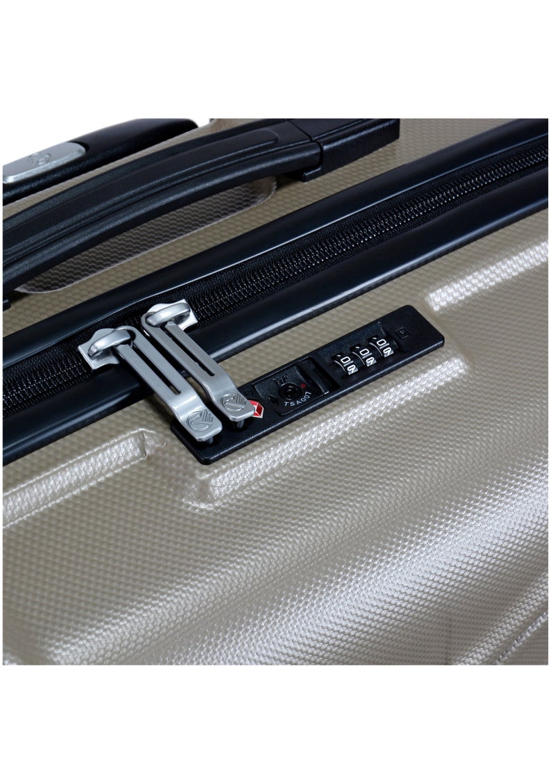 Hard Case Travel Bag Cabin Luggage Trolley TPO Lightweight Suitcase 4 Quiet Double Spinner Wheels with TSA Lock KK30 Gold Champagne