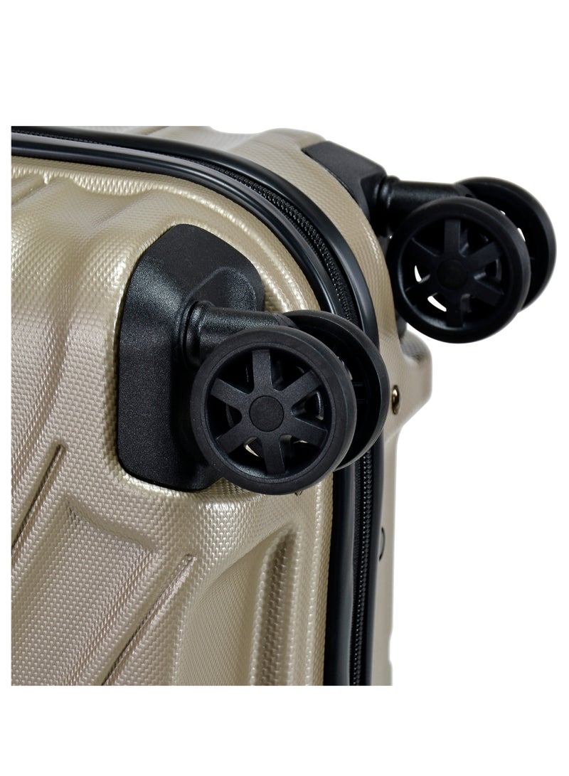 Hard Case Travel Bag Cabin Luggage Trolley TPO Lightweight Suitcase 4 Quiet Double Spinner Wheels with TSA Lock KK30 Gold Champagne