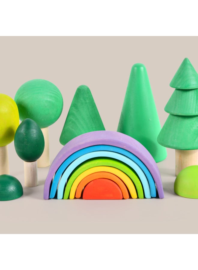 لعبة سيارة للأطفال من فور إليمنتس سلالم خشبية مشهد الشارع بناء مكعبات بناء فسيفساء قوس قزح صغيرة لون المقصورة: عربة بلوري (خشب الزيزفون) - Image 4