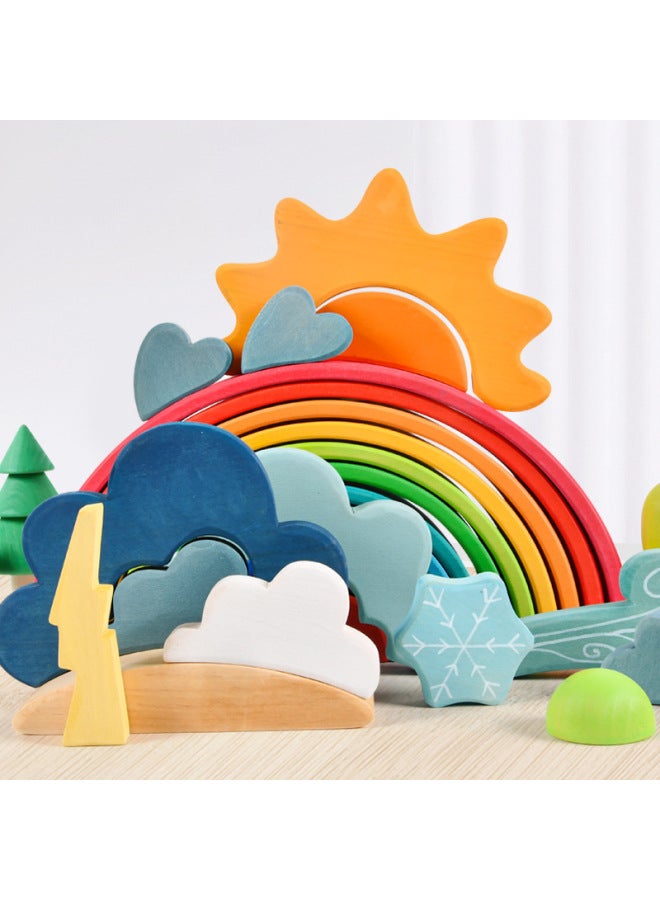 لعبة سيارة للأطفال من فور إليمنتس سلالم خشبية مشهد الشارع بناء مكعبات بناء فسيفساء قوس قزح صغيرة لون المقصورة: عربة بلوري (خشب الزيزفون) - Image 3